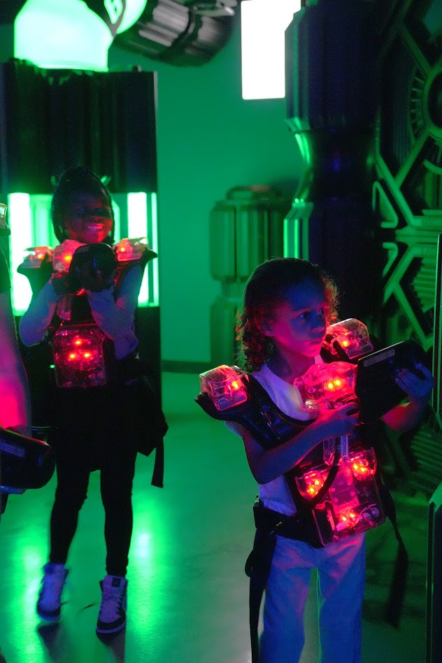 Kids playing laser tag