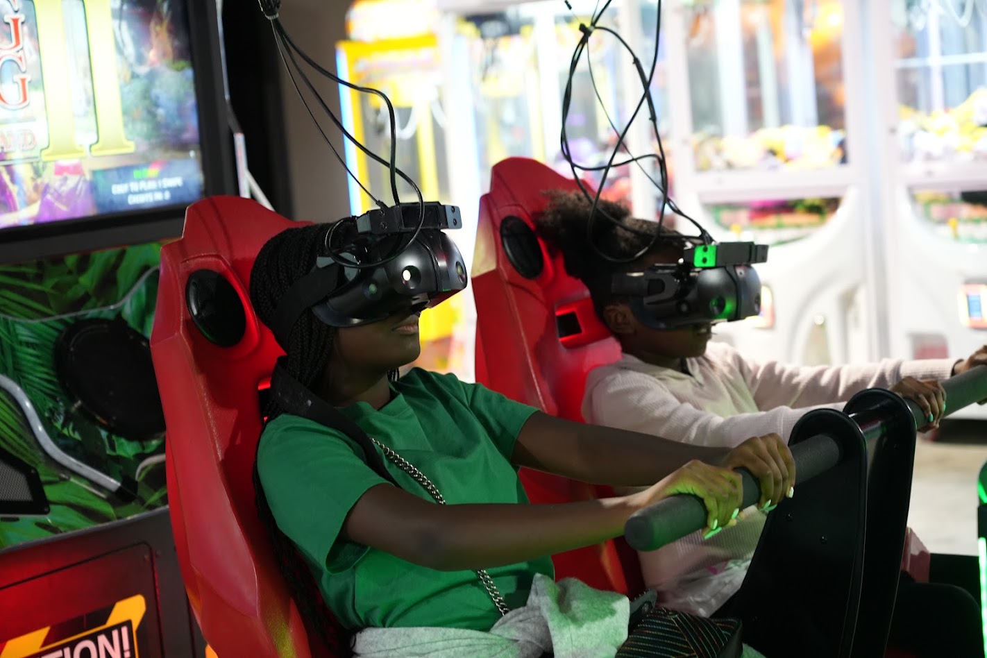 Two girls on a VR ride